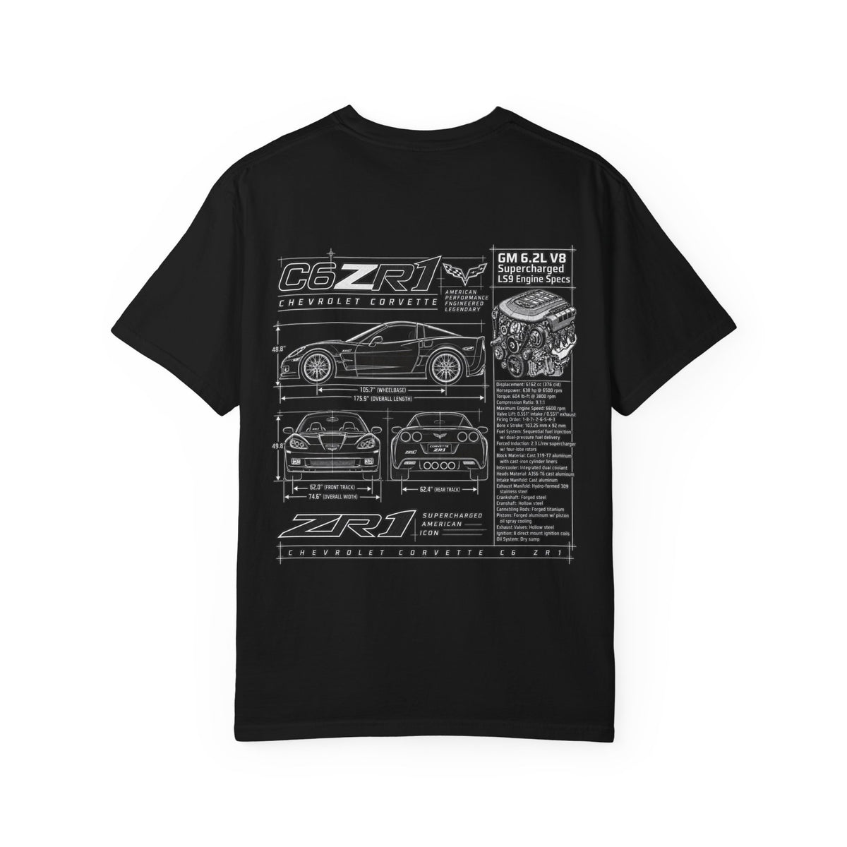 Corvette C6 ZR1 Blueprint Streetwear Tee