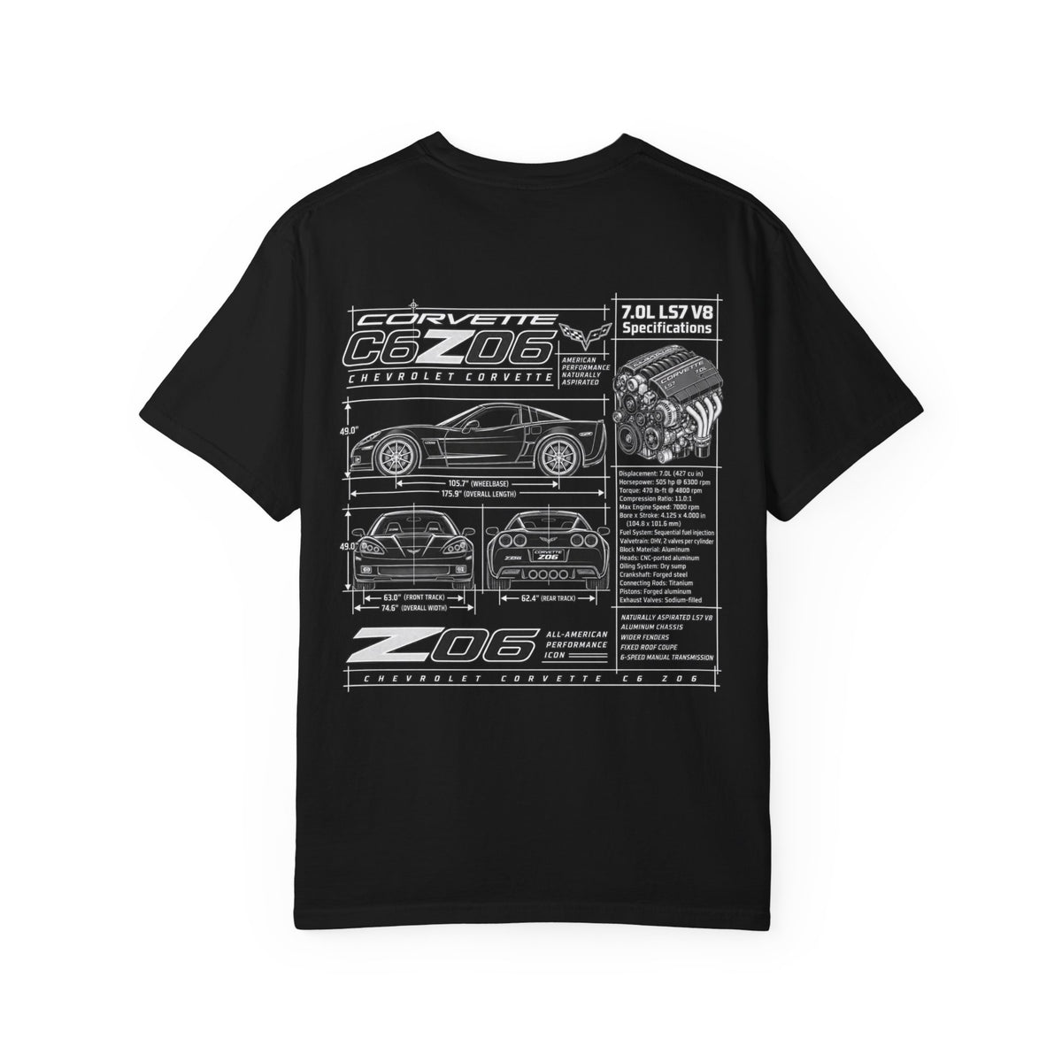 Corvette C6 Z06 Blueprint Streetwear Tee
